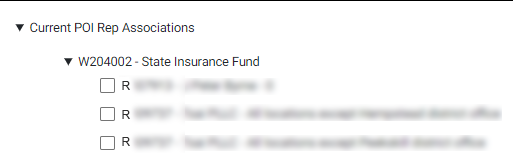 Current POI REP Associations Checkboxes