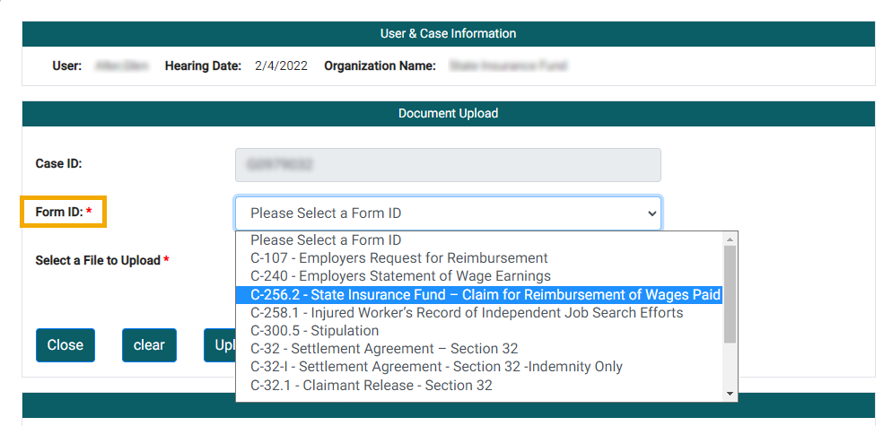 Form ID Dropdown