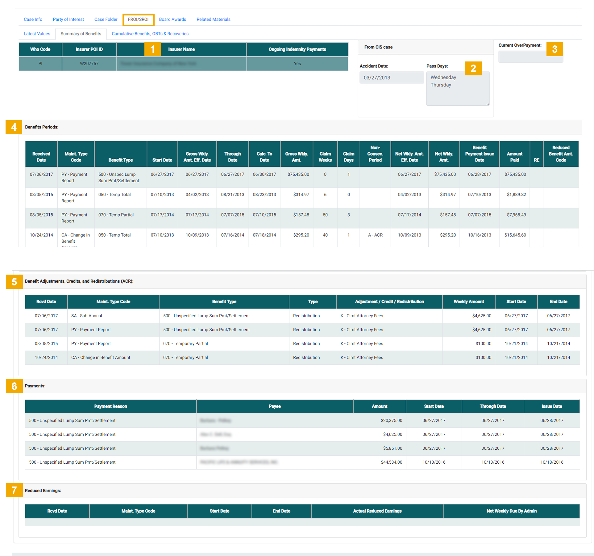 Summary of Benefits Tab