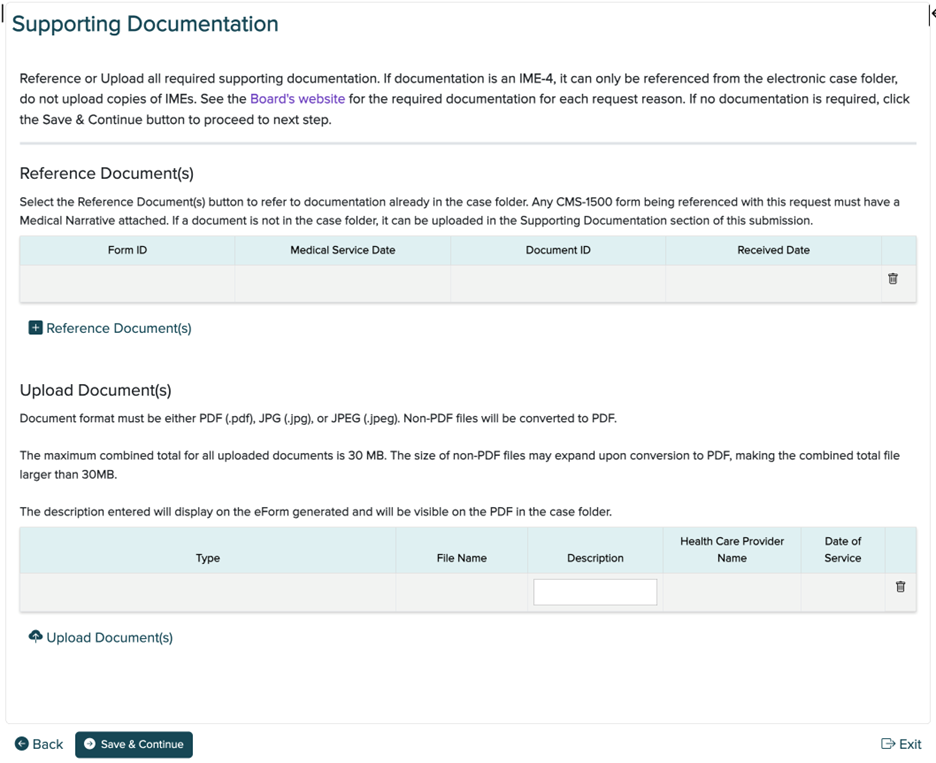 supporting documentation