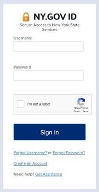 NY.gov username and password log in